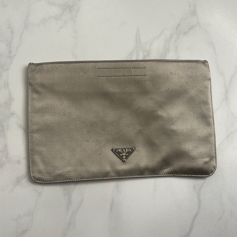 Authentic Prada Silver Evening Clutch | Good Condition